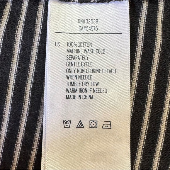 Fossil top women small 100% cotton striped short sleeve crewneck tshirt black - Picture 4 of 7